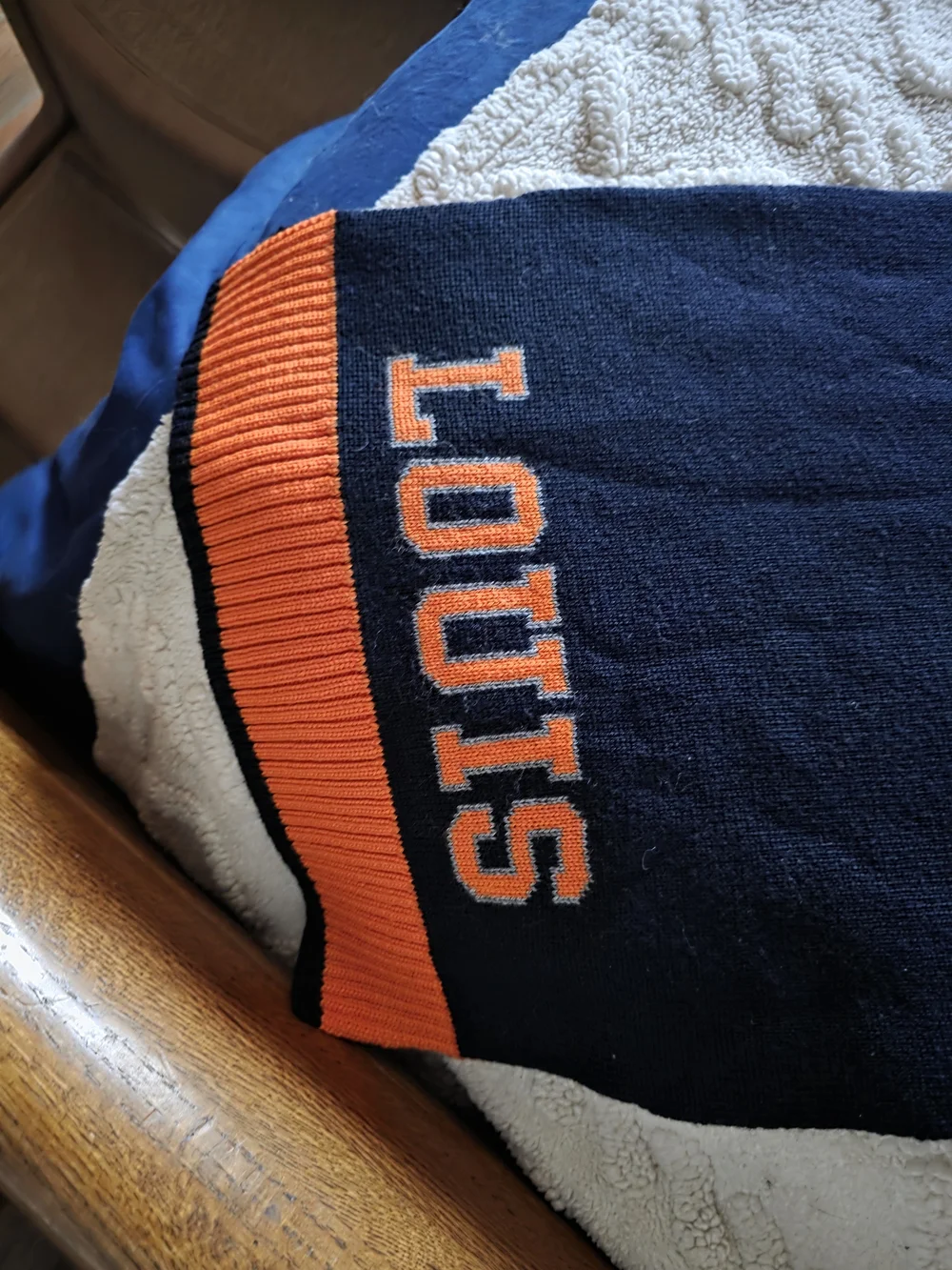 Louis Vuitton Navy and Orange Knit Logo Scarf